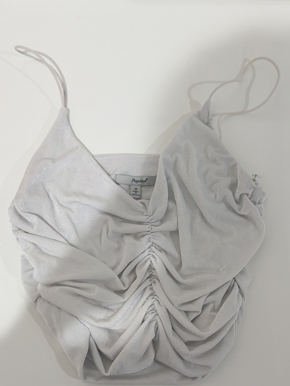 Papaya Light Silver Ruched Cami Top